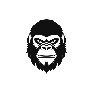 Maymun başlı siluet logosu Maymun suratlı Tshirt Klip Sanatı düzenlenebilir vektörü, şempanze hayvan sembolü, goril simgesi çıkartması. beyaz arkaplanda izole.