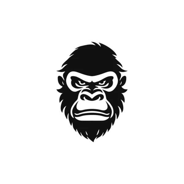 Monkey Head Silhouette Logo Ape Face Tshirt Clip Art Editable — Stock Vector