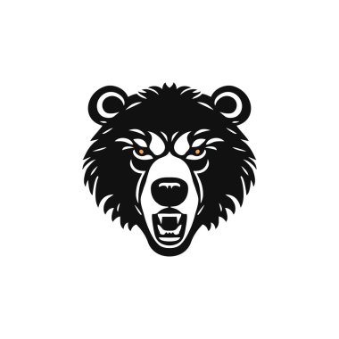 Kızgın Boz Kafa 'nın Ayı Logosu klipsi, kutup yüzü silueti vektör maskotu simgesi, beyaz arka planda izole edilmiş..