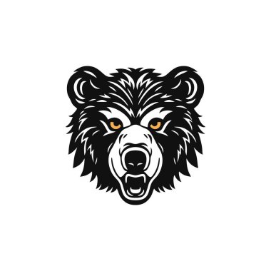 Kızgın Boz Kafa 'nın Ayı Logosu klipsi, kutup yüzü silueti vektör maskotu simgesi, beyaz arka planda izole edilmiş..