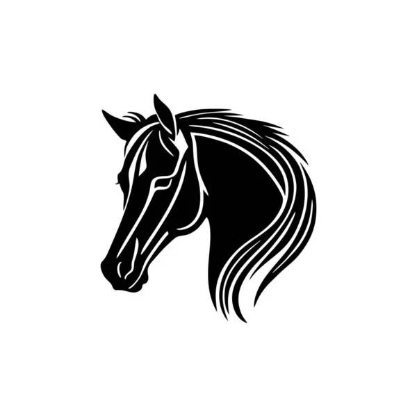 Atların Baş Silueti Logo Illüstratör Vektörüyle Karşılaşıyor Beyaz Arka Planda — Stok Vektör