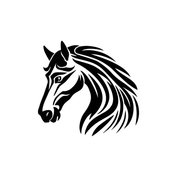 Paardenkop Silhouet Clipart Van Paarden Gezicht Logo Illustrator Vector Hengst — Stockvector