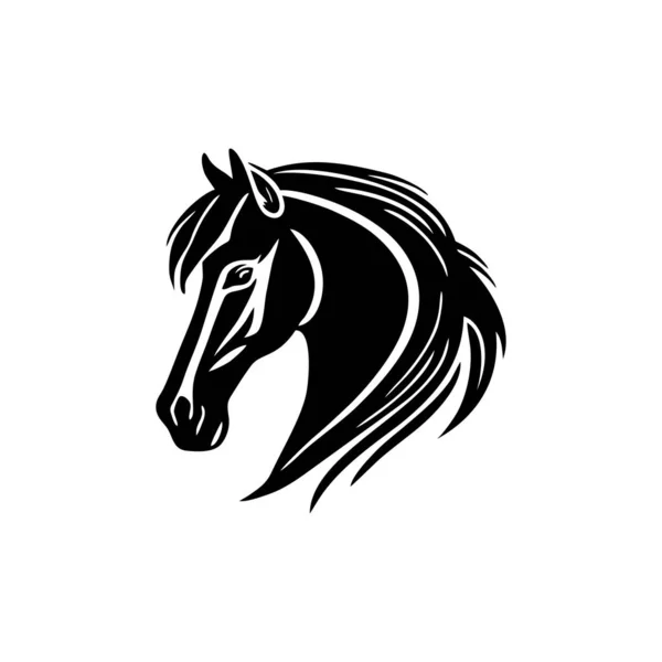 馬の馬の頭のシルエットの一部は ロゴイラストレーターベクトルに直面する 白い背景に隔離された動物のアイコンの種馬のシンボル — ストックベクタ