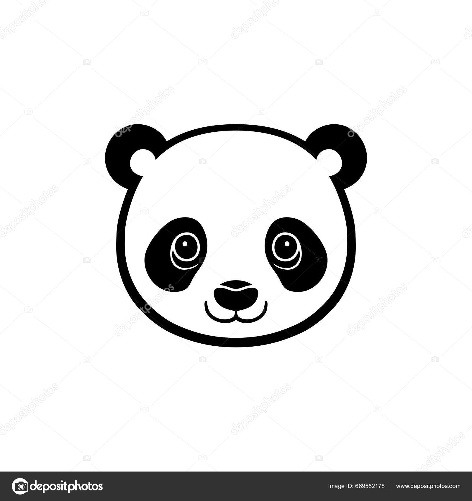 Logotipo do ícone do vetor de desenho de rosto de panda bonito isolado em  branco