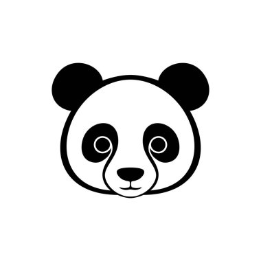 Hayvan başlı siluet vektörünün şirin Panda logosu, Panda Ayı Surat klipsli sanat, maskot sembolü, çizgi film ikonu, beyaz arka planda izole edilmiş..