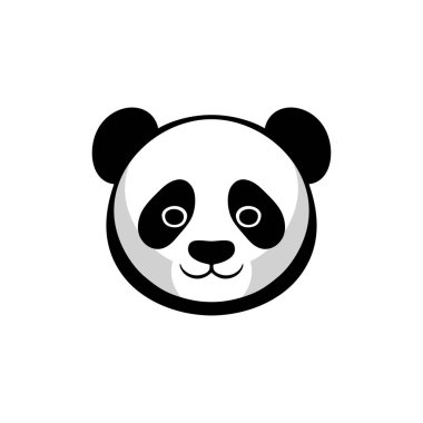 Hayvan başlı siluet vektörünün şirin Panda logosu, Panda Ayı Surat klipsli sanat, maskot sembolü, çizgi film ikonu, beyaz arka planda izole edilmiş..