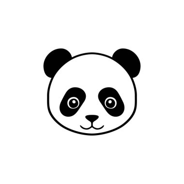 Hayvan suratlı şirin bir pandanın logosu, Panda Bear Head siluet vektörü, maskot ikonu, çizgi film sembolü, beyaz arka planda izole edilmiş..