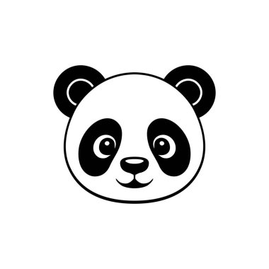 Hayvan suratlı şirin bir pandanın logosu, Panda Bear Head siluet vektörü, maskot ikonu, çizgi film sembolü, beyaz arka planda izole edilmiş..