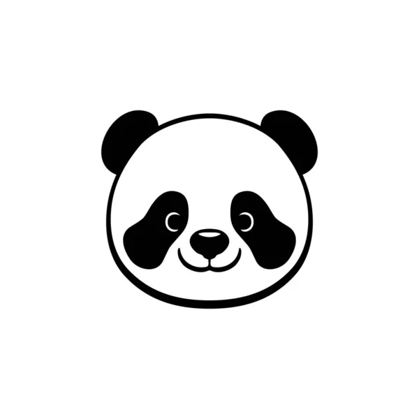Mignon Panda Logo Tête Animale Vecteur Silhouette Panda Bear Face — Image vectorielle
