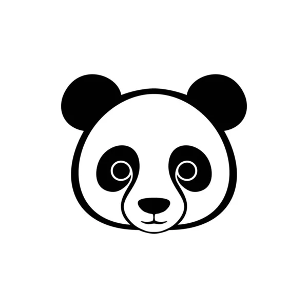 Mignon Panda Logo Tête Animale Vecteur Silhouette Panda Bear Face — Image vectorielle