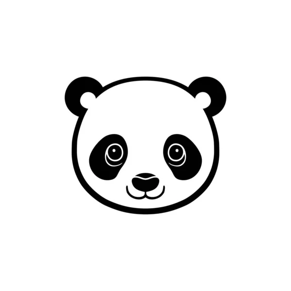 Logotipo Bonito Silhueta Cabeça Animal Arte Grampo Cara Urso Panda — Vetor de Stock