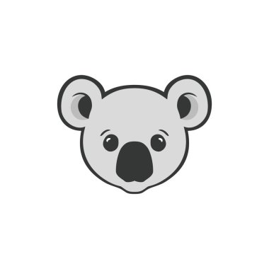 Koala, sevimli Koalas ayısı baş siluet vektörünün, keseli hayvan sembolünün, maskot ikonunun logo tırmanışı. beyaz arkaplanda izole.