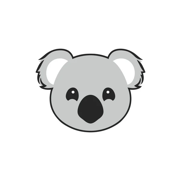 Kala Hlava Silueta Logo Vektor Roztomilé Koalas Medvěd Tvář Klip — Stockový vektor