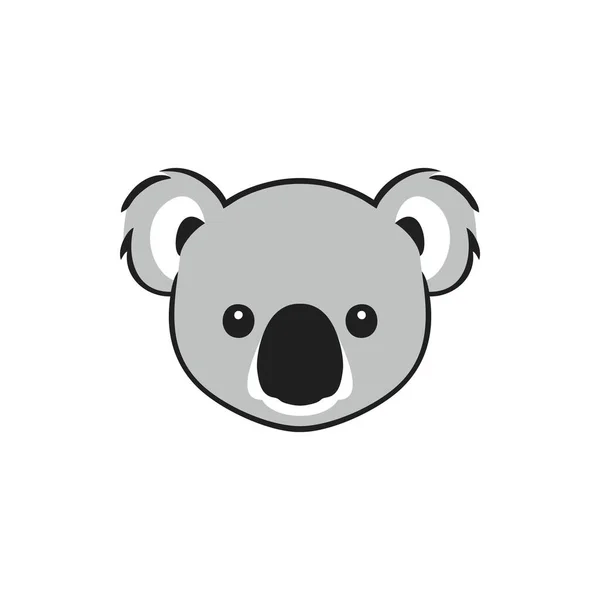 考拉的头部轮廓标志着可爱考拉熊的标志矢量面部夹艺术 有袋动物图标 吉祥物符号 在白色背景下隔离 — 图库矢量图片