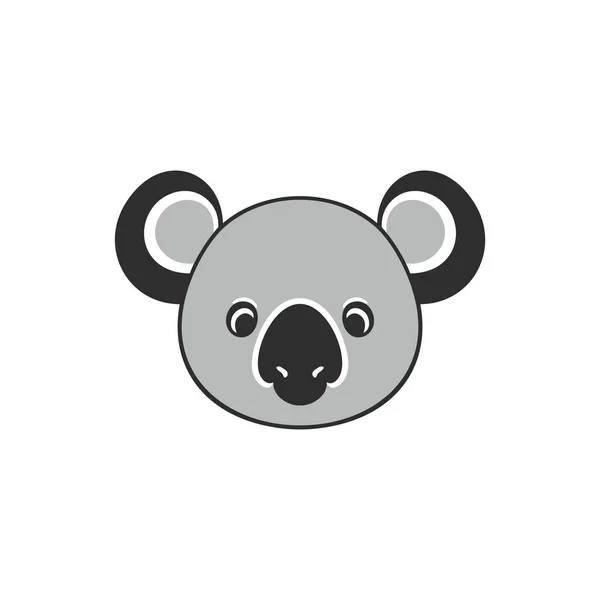 考拉面对着可爱考拉的洛戈山崖熊的头部轮廓矢量 有袋动物的符号 吉祥物的图标 在白色背景下隔离 — 图库矢量图片
