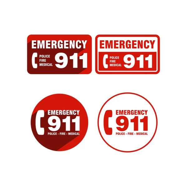 Emergency Police Fire Medical Call 911 Sign Uses Safety Messages — Stock Vector