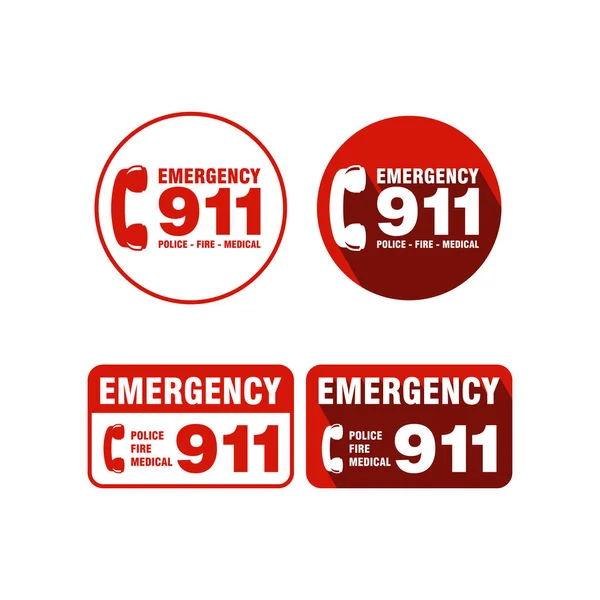 Polícia Emergência Fire Medical Call 911 Sign Usa Mensagens Segurança —  Vetores de Stock