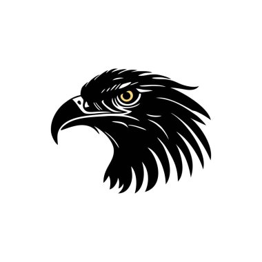 Şahin baş siluetinin kartal logosu sembolü, şahin simgesi, özgürlük amblemi, kuş klipsi. beyaz arkaplanda izole.