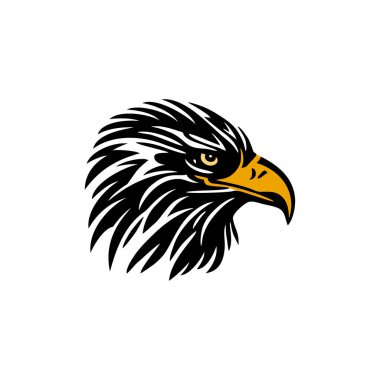 Şahin başlı siluet ikonu, şahin sembolü, özgürlük maskotu, kuş klipsi. beyaz arkaplanda izole.