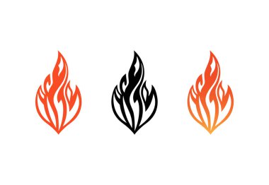 Ateş Logosu Alev Simgesi vektörünün bir parçası, yanan ateş topu yanık işareti. beyaz arkaplanda izole.