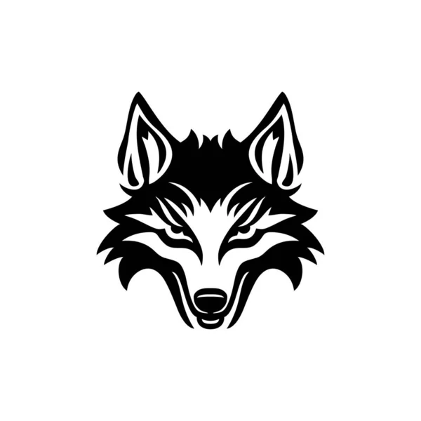 Wolf Face Logo Animal Head Silhouette Icon Fox Clip Art — Stock Vector