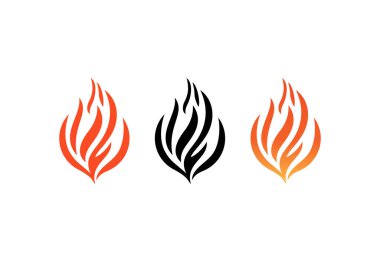 Ateş Logosu Alev Simgesi vektörünün bir parçası, kızgın ateş topu yanık işareti. beyaz arkaplanda izole.