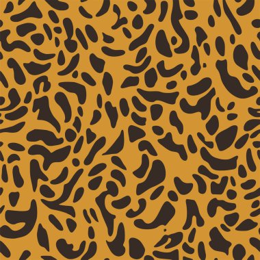 Leopar kamuflajı tekrarlayan model vektörü, hayvan derisi pürüzsüz desenler. Kumaş deri, safari arka planı.