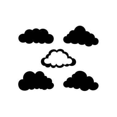 Gökyüzü element vektörü Bulut sembolü klip seti, iklim hava tahmini bulutları simgesi beyaz arkaplan üzerinde izole.