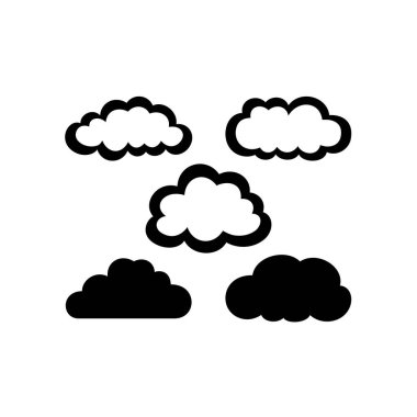 Bulut simgesi Clipart koleksiyonu setlerinin hava tahmini vektörü, beyaz arkaplanda izole hava bulutu sembolü.
