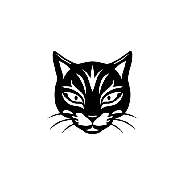 ワイルドキャットヘッドアイコンの猫のロゴベクター 動物フェイスシルエットシンボル 子猫クリップパーツ ホワイトバックで孤立 — ストックベクタ