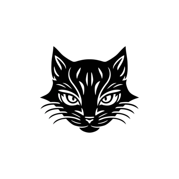 Cat Logo Vektor Ikony Hlavy Divoké Kočky Silueta Zvířecí Tváře — Stockový vektor