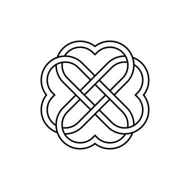 Sonsuz aşk vektörünün Kelt düğümü, sonsuzluk ikonu, sonsuz kalp sembolü, örüntü klipsleri. beyaz arkaplanda izole