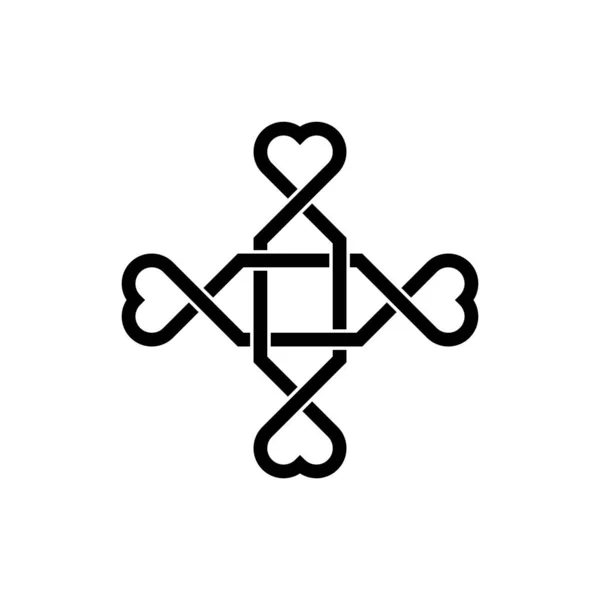 無限の愛のシンボル 永遠のラインアートハートアイコン 無限のクリップのケルトの結び目パターンベクトル ホワイトバックで孤立 — ストックベクタ