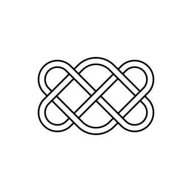 Sonsuz aşk vektörünün Kelt düğümü, sonsuzluk ikonu, sonsuz kalp sembolü, örüntü klipsleri. beyaz arkaplanda izole