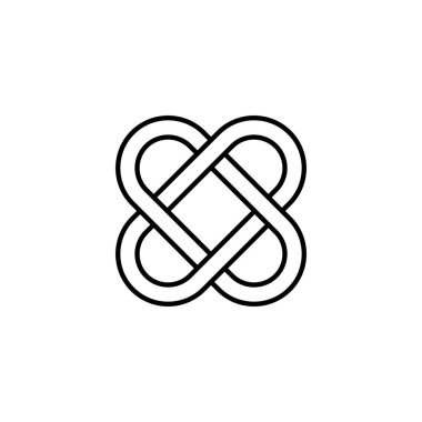 Sonsuz aşk vektörünün Kelt düğümü, sonsuzluk ikonu, sonsuz kalp sembolü, örüntü klipsleri. beyaz arkaplanda izole