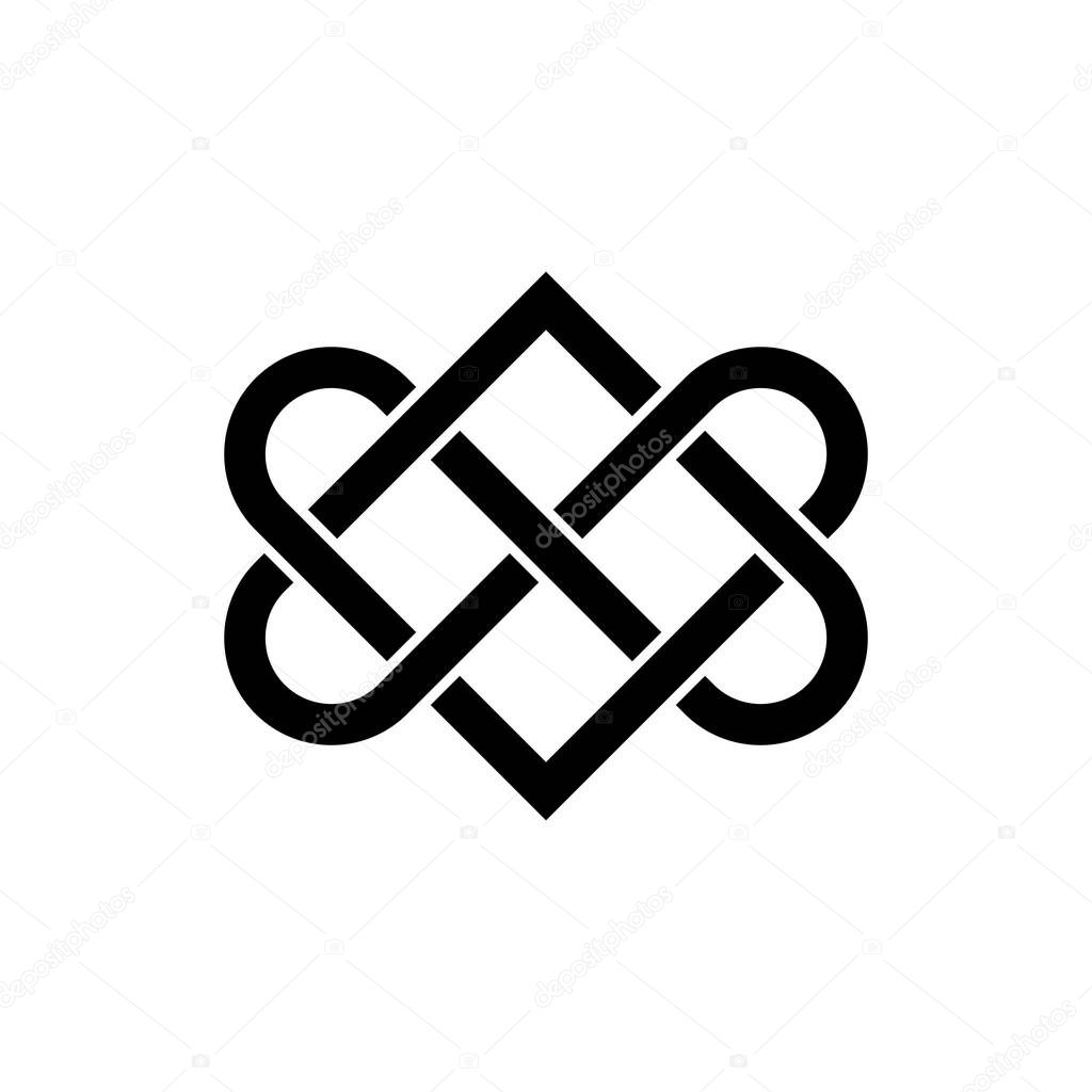 Celtic knot pattern vector of endless love symbol, eternity line art heart icon, infinite clipart. isolated on white background