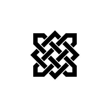 Insular hattı sanat vektörünün Kelt sembolü, Kelt düğüm logosu deseni, dekorasyon kenarının süsü. Beyaz arkaplanda izole.