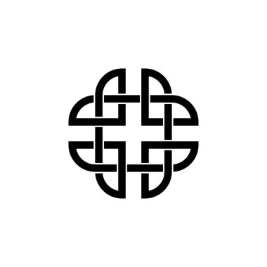 Insular hattı sanat vektörünün Kelt sembolü, Kelt düğüm logosu deseni, dekorasyon kenarının süsü. Beyaz arkaplanda izole.