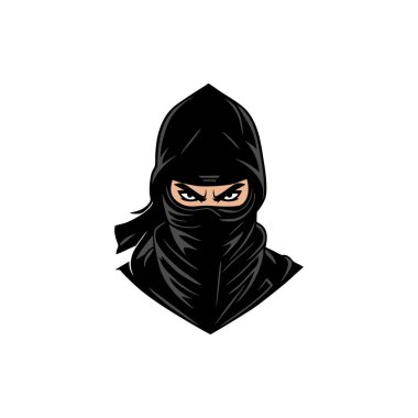 Shinobi head logo vector of Ninja assassin mascot icon, samurai face silhouette symbol clipart. isolated on white background. clipart