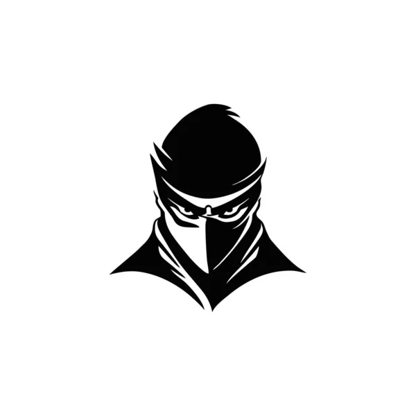 Shinobi Head Logo Vector Ninja Assassin Mascot Icon Samurai Face — Stock Vector