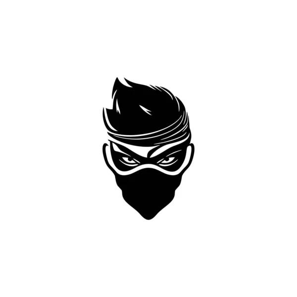 Shinobi Hoofd Logo Vector Van Ninja Moordenaar Mascotte Icoon Samoerai — Stockvector