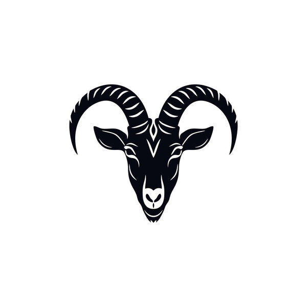 Козий логотип головы ягненка с вектором клипарта рогов, икона талисмана лица животного, иллюстратор символа овечьего мультфильма, изолированный на белом фоне.