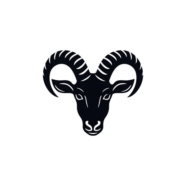 Goat Logo Lamm Huvud Med Antlers Silhuett Clipart Vektor Djur — Stock vektor