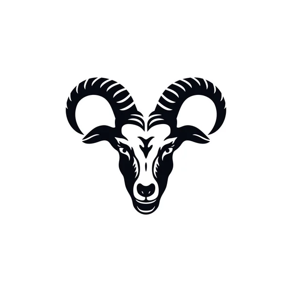 Goat Face Logo Lamb Head Silhouette Icon Vector Animal Horns — Stock Vector