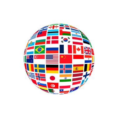 Küre Bayrağı 'nın vektörü Dünya' yı, insanlığı ya da Dünya 'nın farklı hükümdar ülkelerini sembolize eder. Ulusal Sendika Bayrakları.