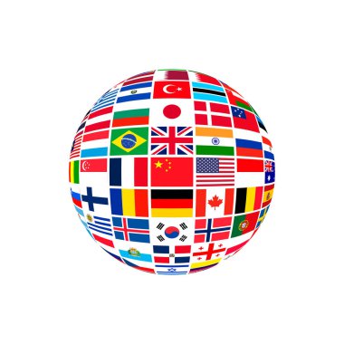 Dünya Bayrakları 'nın vektörü Dünya' yı, insanlığı veya uluslararası hükümeti sembolize eder. Farklı Egemen Devlet Bayrağı sembolü.