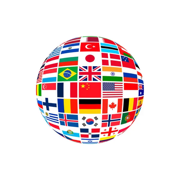 Clipart Vetor Das Bandeiras Mundiais Simboliza Planeta Terra Humanidade Governo Vetor De Stock