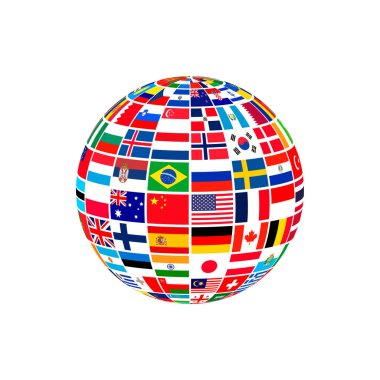 Globe 'un bayrak vektörü Dünya' yı, insanlığı ya da farklı egemen ülke Bayraklarını dünya çapında Birleşmiş Milletler simgesinin bir parçasını sembolize ediyor.