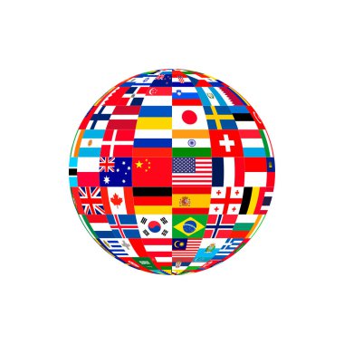 Globe 'un bayrak vektörü Dünya' yı, insanlığı ya da farklı egemen ülke Bayraklarını dünya çapında Birleşmiş Milletler simgesinin bir parçasını sembolize ediyor.