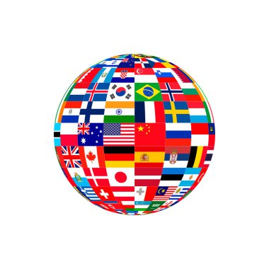 Globe Flag 'ın vektörü Dünya' yı, insanlığı ya da Birleşmiş Milletler sembolünün farklı ulusal bayrak simgesini sembolize eder..